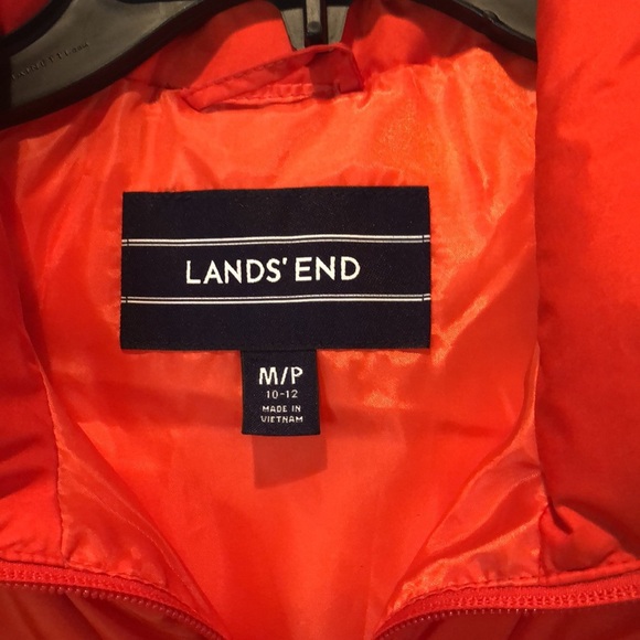 Lands’ End Orange Down Puffer Vest-Size Medium 10-12 - Picture 3 of 4